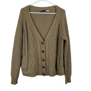 BDG Women’s Oversized Cable Knit Button Cardigan BrownSize Small